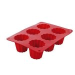 Moule  cannels - crealys - 513012 - silicone - rouge - 6 cavits - 20x15x5cm