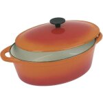 Crealys grand chef cocotte ovale en fonte dacier maille - l 37 cm - 9 l - orange - tous feux dont induction ...