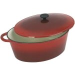 Crealys grand chef cocotte ovale en fonte dacier �maill�e - l 37 cm - 9 l - rouge - tous feux dont induction ...