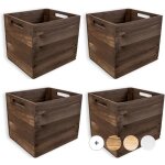 Caisse en bois - creative deco - lot de 4 - compatible kallax et expidit - 33 x 37 x 33 cm - vintage