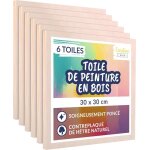 Toile � peindre - creative deco - 30 x 30 cm - 6 panneaux - bois naturel - contreplaqu�
