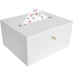 Boite en bois - creative deco - urne mariage - 29x25x15 cm - couvercle et cl - souvenirs lettres