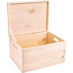 Boite de rangement en bois creative deco 40x30x24cm naturel non peint bo�te grande caisse coffre malle ...