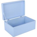Bote de rangement en bois bleu - creative deco - 30 x 20 x 14 cm - avec couvercle - bote caisse malle ...
