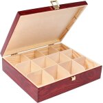 Bo�te � th� - creative deco - rouge - 29 x 25 x 75 cm - 12 compartiments - bois massif