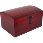 Coffre bote de rangement - creative deco - bois rouge - 345 x 25 x 192 cm - fermoir - couvercle courb ...