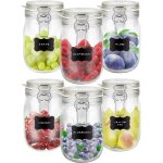 Lot de 6 bocaux en verre hermtique creative home - 1l - inclus tiquettes et craie
