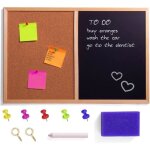 Tableau mural - creative home - 60 x 40 cm - liege et craie noir - cadre en pin - eponge et epingles ...