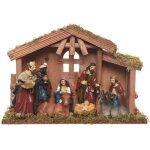 Crche de nol - dcoris - 30 cm - bois - 8 santons - scne de la nativit