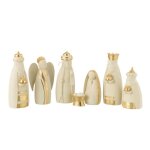 Crche de nol en rsine 7 santons 22cm or