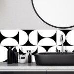 Crdence adhsive pour salle de bain en pvc gomtrique noir 140x30 cm (en 2 bandeaux) - 99deco