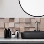 Crdence adhsive pour salle de bain en pvc motif bois beige 140x30 cm (en 2 bandeaux) - 99deco