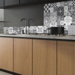 Crdence alu - carreaux de ciment patty gris - compatible toutes plaques - bandes adhsives fournies