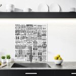 Cr�dence coffee caf� en aluminium adhesive autocollante - 60 cm x 70 cm - noir et blanc - face arri�re ...