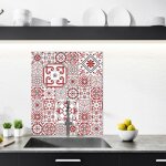 Cr�dence bisknight en aluminium adhesive - 60 x 70 cm - rouge blanc et gris - face arri�re autocollante ...