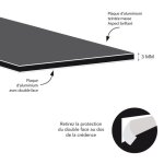 Cr�dence gris fonc� en aluminium adhesive - 90 cm x 70 cm - gris fonce - face arri�re autocollante - ...