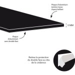 Cr�dence noir en aluminium adhesive - 100 cm x 20 cm - noir - face arri�re autocollante - fond de hotte ...