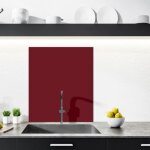Cr�dence rouge en aluminium adhesive - 60 x 70 cm - rouge bordeaux - face arri�re autocollante - fond ...