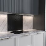 Crdence cuisine fond de hotte verre brillant glassy - noir capitonn l 90 x h 70 cm
