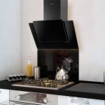 Crdence cuisine fond de hotte verre brillant - noir l 60 x h 50 cm