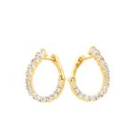 Boucles doreilles - femme - croles - anglaises - cristal - blanc - plaqu or jaune 750 / 1000 - 3 microns ...
