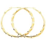 Boucles doreilles - femme - créoles - rondes - jonc - torsadé - 50 mm - 3 mm - plaqué or jaune 750 / ... Boucles doreilles - femme - créoles - rondes - jonc - torsadé - 50 mm - 3 mm - plaqué or jaune 750 / ...