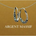 Cr�oles tribales de bali en argent 925 effet vieilli 16mm boucles doreilles homme femme