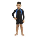 Combinaison de natation - cressi - shorty enfant - noir / bleu - manches longues - upf 50 +