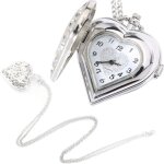 Creux quartz en forme de coeur montre de poche collier pendentif chaîne horloge femmes cadeau Creux quartz en forme de coeur montre de poche collier pendentif chaîne horloge femmes cadeau