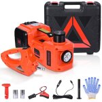 Cric electrique 12v 5t jack hydraulique portable avec pompe � pneus et cl� � choc 155 - 450 mm pour suv ...