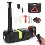 Cric hydraulique �lectrique 5t sans fil batterie 4. 0ah levage 15?53 cm pompe � air gonflable et lampe ...