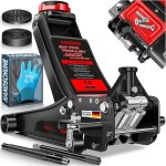 Cric hydraulique - masko - 3 tonnes - hauteur de levage 70 - 470 mm - roulettes pivotantes 360� - supports ...