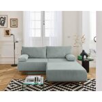 Cristal - canap� 3 places - convertible avec coffre et grand pouf - en velours c�tel� - bleu