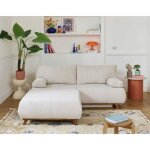 Cristal - canap 3 places - convertible avec coffre et grand pouf - en velours textur - beige