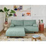 Cristal - canap 3 places - convertible avec coffre et grand pouf - en velours textur - bleu