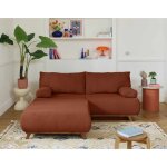 Cristal - canap� 3 places - convertible avec coffre et grand pouf - en velours textur� - terracotta