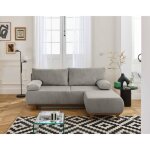 Cristal - canapé 3 places - convertible avec coffre et pouf - en velours côtelé - gris clair Cristal - canapé 3 places - convertible avec coffre et pouf - en velours côtelé - gris clair