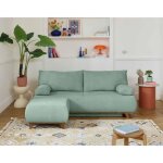 Cristal - canap 3 places - convertible avec coffre et pouf - en velours textur - bleu