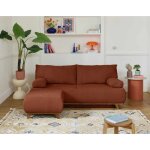 Cristal - canap 3 places - convertible avec coffre et pouf - en velours textur - terracotta