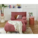 Cristal - fauteuil - convertible avec coffre et grand pouf - en velours texturé - rose Cristal - fauteuil - convertible avec coffre et grand pouf - en velours texturé - rose