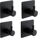 Crochet adhsif - 4 pices - noir - acier inox - accroche torchon cuisine accroche tableau sans percer ...