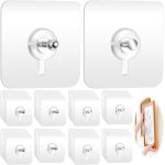 Crochet cadre mural adhsif - accroche tableau sans percer - 40pcs transparent - pvc - capacit de charge ...