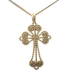 Croix modernr fine et style pour femme en plaqu or vritable avec chaine de 45cm et boite pour offrir ...