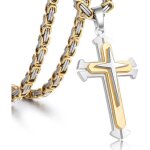 Croix pendentif collier hommes garons acier inoxydable or argent chane 22 24 26 28 30inch8