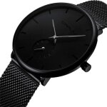 Montre - crrju - 2150 - acier inoxydable - analogique - noir