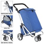 Chariot de course avec sac de isotherme 48 + 14 litres - 3 roues - pliable - sac de refroidissement - ...