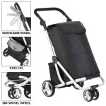 Chariot de course avec sac de isotherme 48 + 14 litres - 3 roues - pliable - sac de refroidissement - ...