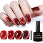 Crystal cat eye semi - permanent nail polish 4 holographic red glitter uv gel polish with magnetic stick ...
