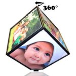 Cadre  photo - cube - cube tournant 360 - noir - 11x11 cm - 5  10 photos