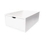 Cube de rangement - abc meubles - bois massif - blanc - profondeur 75 cm - avec tiroir